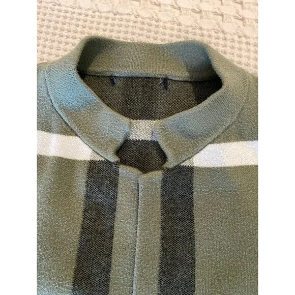 Tahari Windowpane Plaid Cardigan Sweater Long Pockets Size ? Medium to Large - Picture 11 of 12